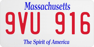 MA license plate 9VU916