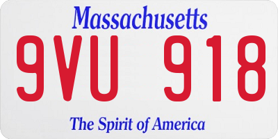 MA license plate 9VU918
