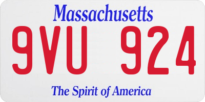 MA license plate 9VU924