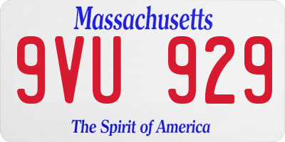 MA license plate 9VU929