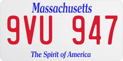 MA license plate 9VU947