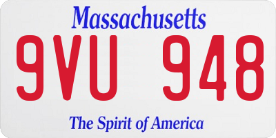 MA license plate 9VU948