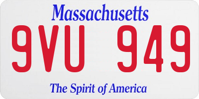 MA license plate 9VU949