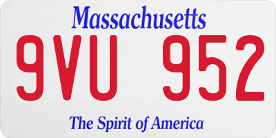 MA license plate 9VU952