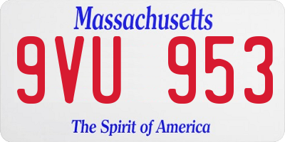 MA license plate 9VU953