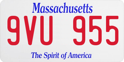 MA license plate 9VU955