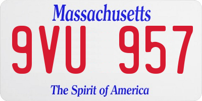 MA license plate 9VU957