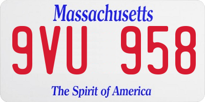 MA license plate 9VU958