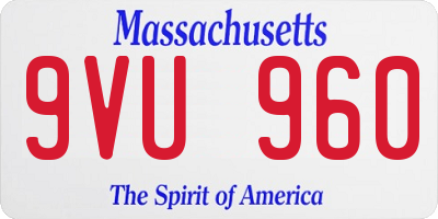 MA license plate 9VU960