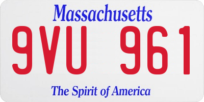 MA license plate 9VU961