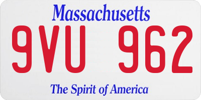 MA license plate 9VU962