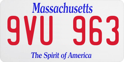 MA license plate 9VU963