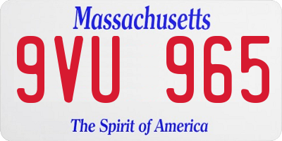 MA license plate 9VU965