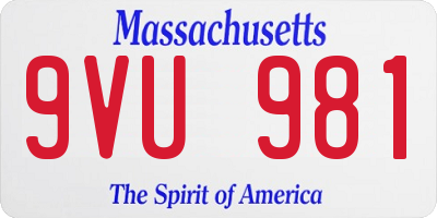 MA license plate 9VU981