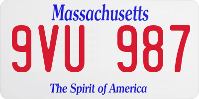 MA license plate 9VU987