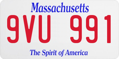 MA license plate 9VU991