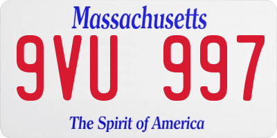 MA license plate 9VU997