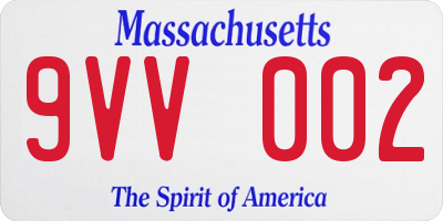 MA license plate 9VV002