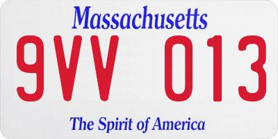 MA license plate 9VV013