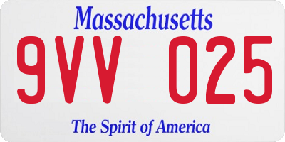 MA license plate 9VV025