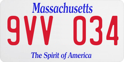 MA license plate 9VV034