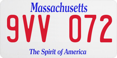 MA license plate 9VV072