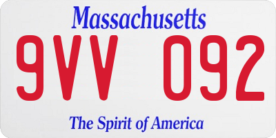MA license plate 9VV092