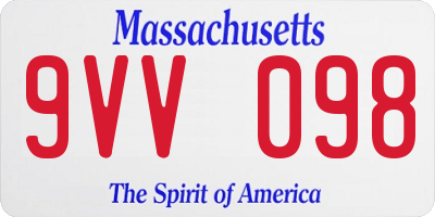 MA license plate 9VV098