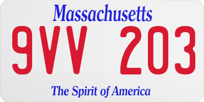MA license plate 9VV203