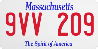 MA license plate 9VV209