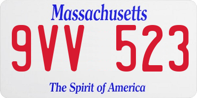 MA license plate 9VV523