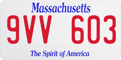 MA license plate 9VV603