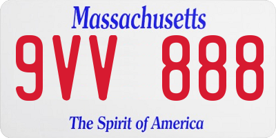MA license plate 9VV888
