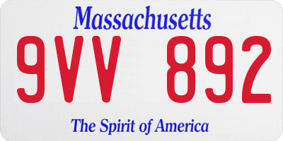 MA license plate 9VV892