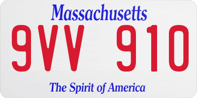 MA license plate 9VV910