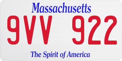 MA license plate 9VV922
