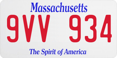 MA license plate 9VV934