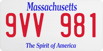 MA license plate 9VV981