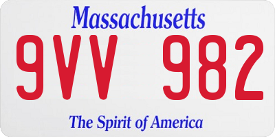 MA license plate 9VV982