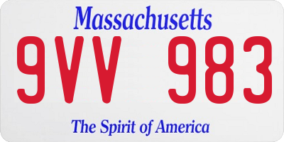 MA license plate 9VV983