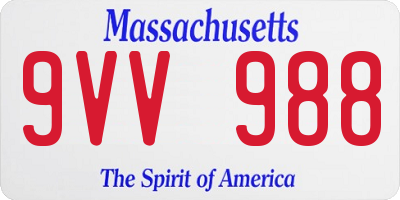 MA license plate 9VV988
