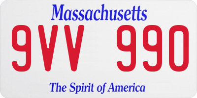 MA license plate 9VV990