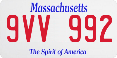 MA license plate 9VV992