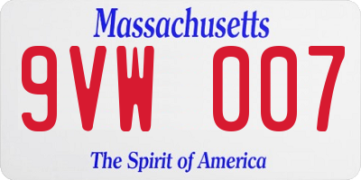 MA license plate 9VW007