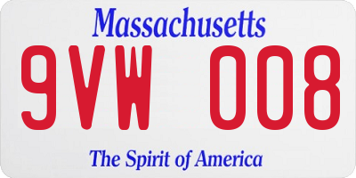 MA license plate 9VW008