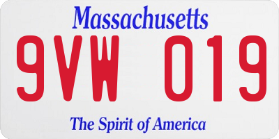 MA license plate 9VW019