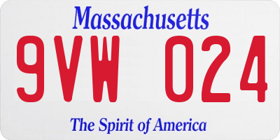 MA license plate 9VW024