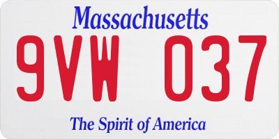 MA license plate 9VW037