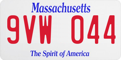 MA license plate 9VW044