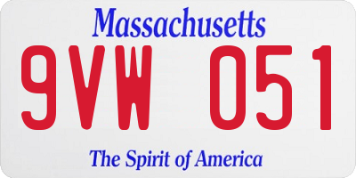 MA license plate 9VW051